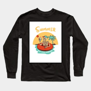 Yellow red summer illustrated sun set Long Sleeve T-Shirt